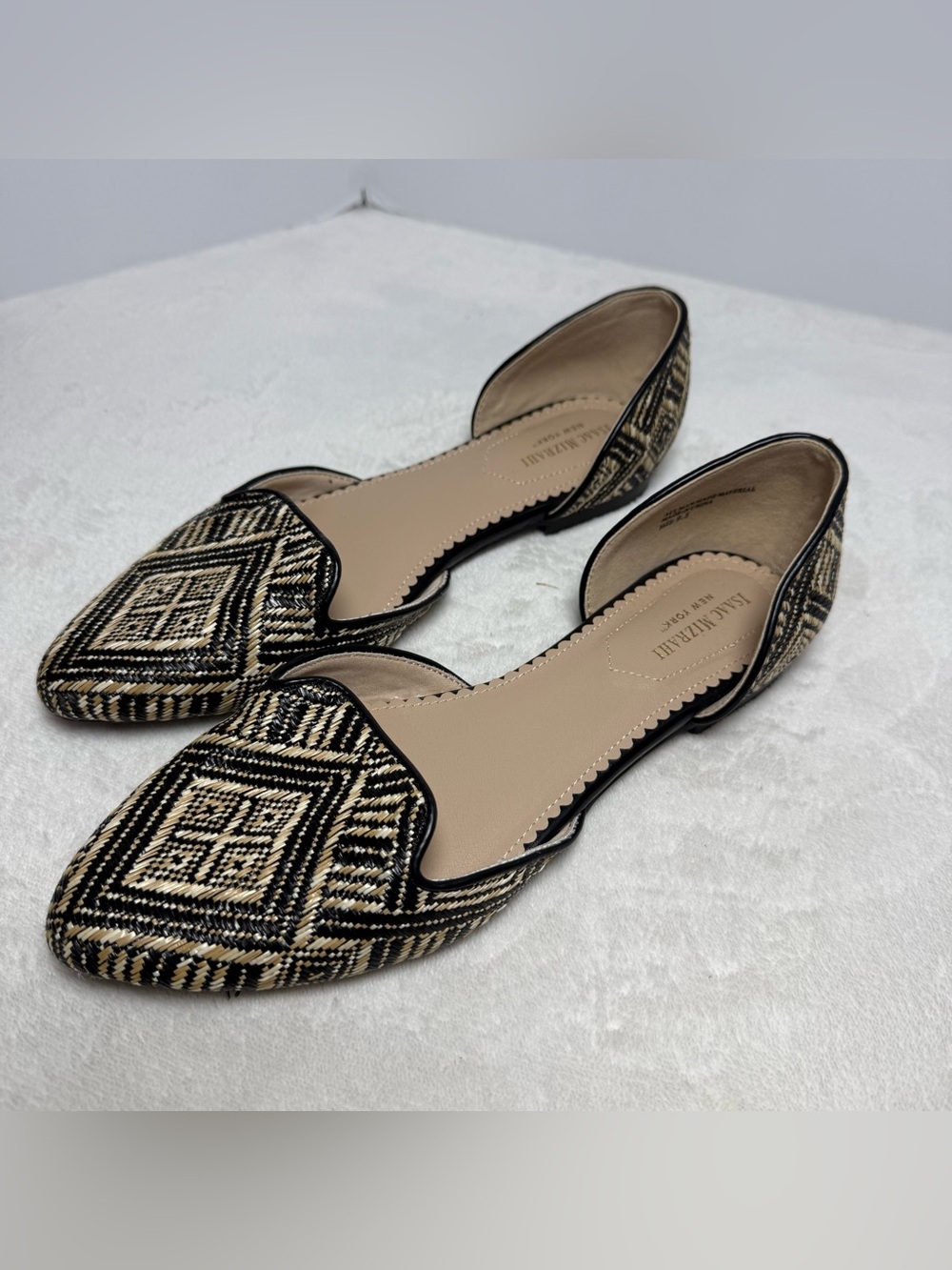 Isaac Mizrahi Black and Tan Patterned D'Orsay Flats
